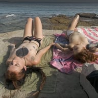 Risky Public Nudity Hot Girls On Vacation Spray Painting Graffiti Brille & Cherri Also Topless Beach VRgoddess vr porn video