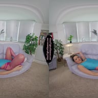 Miss V Blue Leotard With Pink Glossy Legwear GlossTightsGlamourVR vr porn video