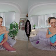 Miss V Blue Leotard With Pink Glossy Legwear GlossTightsGlamourVR vr porn video