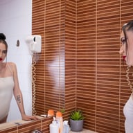 Brunette Skinny Teen Playing With Her Pussy in The Shower WoowVR vrporn video