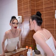 Brunette Skinny Teen Playing With Her Pussy in The Shower WoowVR vrporn video