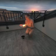 Ginger Babe Lea On Vacation Sunset Fire Dancing Hot Masturbation Fire Crotch Playing With Fire VRgoddess vr porn video