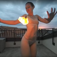 Ginger Babe Lea On Vacation Sunset Fire Dancing Hot Masturbation Fire Crotch Playing With Fire VRgoddess vr porn video