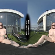 Diana Rooftop Masturbating While Sunbathing Oiling Her Huge Double D Tits Then Hitachi Orgasm VRgoddess vr porn video