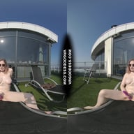 Diana Rooftop Masturbating While Sunbathing Oiling Her Huge Double D Tits Then Hitachi Orgasm VRgoddess vr porn video