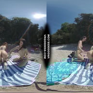 3 Babes Naked On Vacation Beach Picnic Playing Frisbee Searching For Shells And Bubble VRgoddess vr porn video