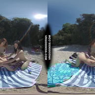3 Babes Naked On Vacation Beach Picnic Playing Frisbee Searching For Shells And Bubble VRgoddess vr porn video