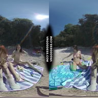 3 Babes Naked On Vacation Beach Picnic Playing Frisbee Searching For Shells And Bubble VRgoddess vr porn video