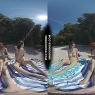 3 Babes On Nude European Beach Mini Lesbian Outdoor Vacation Orgy Matty Cheri Rebeka Ruby VRgoddess vr porn video