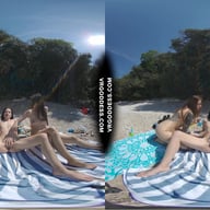 3 Babes On Nude European Beach Mini Lesbian Outdoor Vacation Orgy Matty Cheri Rebeka Ruby VRgoddess vr porn video