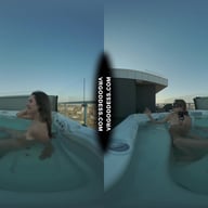 Josie Naked Rooftop Jacuzzi Between The Scenes Dirty Female Director Lesbian Touching Miss Pussycat VRgoddess vr porn video