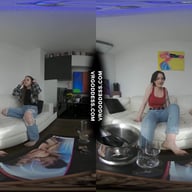 Real Life Best Friends 1st Time Lesbian Experience Together Light Bondage Dildoing Vaping Champagne VRgoddess vr porn video