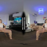Tiny Teen Matty Striptease In Her White Leotard Dildo Masturbating To Rfo VRgoddess vr porn video