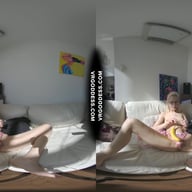 Sexy Sultry Skinny Blonde Student Poppy Deep Masturbating With A Large Banana VRgoddess vr porn video
