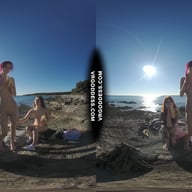 3 Hot Girls Getting Naked On Beach During Winter Making Fire Eating Bananas Dancing VRgoddess vr porn video