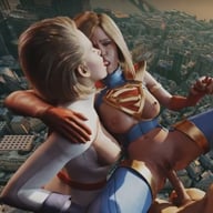 DC Parody SuperGirl PowerGirl Flying Threesome Kiss Orgy Group Sex FFM xxx