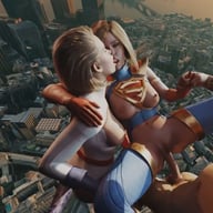 DC Parody SuperGirl PowerGirl Flying Threesome Kiss Orgy Group Sex FFM full video