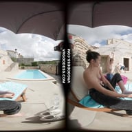 Josie Fresh And Her Friend Sofie Naked Poolside At An Italian Villa Eating And Sunbathing VRgoddess vr porn video