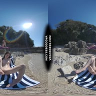 Matty Glass Dildo Masturbating Nude Beach With Josie Sunbathing Nude Background VRgoddess vr porn video