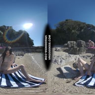 Matty Glass Dildo Masturbating Nude Beach With Josie Sunbathing Nude Background VRgoddess vr porn video