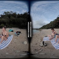 Cloudy Day At A Nude Italian Beach With Sofie And Josie Swimming And Laying Out VRgoddess vr porn video