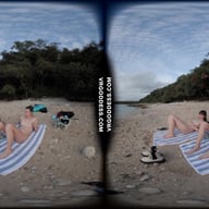 Cloudy Day At A Nude Italian Beach With Sofie And Josie Swimming And Laying Out VRgoddess vr porn video
