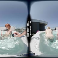 Lily Angelic Sunbathing Nude With Her Friend Cheri And Touching Bodies And Enjoying Rooftop Jacuzzi VRgoddess vr porn video