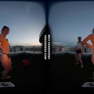 Sunset Fire Dancing With Models On A Rooftop Lea Rebeka Ruby With Melonie VRgoddess vr porn video