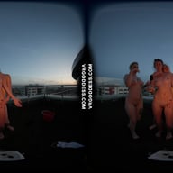 Sunset Fire Dancing With Models On A Rooftop Lea Rebeka Ruby With Melonie VRgoddess vr porn video