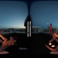 Sunset Fire Dancing With Models On A Rooftop Lea Rebeka Ruby With Melonie VRgoddess vr porn video