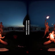 Sunset Fire Dancing With Models On A Rooftop Lea Rebeka Ruby With Melonie VRgoddess vr porn video