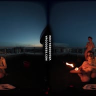 Sunset Fire Dancing With Models On A Rooftop Lea Rebeka Ruby With Melonie VRgoddess vr porn video