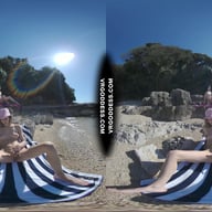 Josie Dildo Masturbating On Public Nude Beach Matty In Background VRgoddess vr porn video