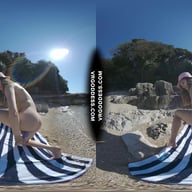 Josie Dildo Masturbating On Public Nude Beach Matty In Background VRgoddess vr porn video