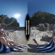 Josie Dildo Masturbating On Public Nude Beach Matty In Background VRgoddess vr porn video