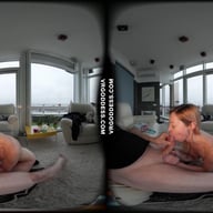 Bleika Gives Dirty Director A Deepthroat Blowjob And Swallows Cum VRgoddess vr porn video