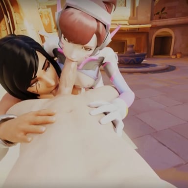 Overwatch D.va and Pharah threesome blowjob LewdVROfficial vr porn video vrporn.com virtual reality
