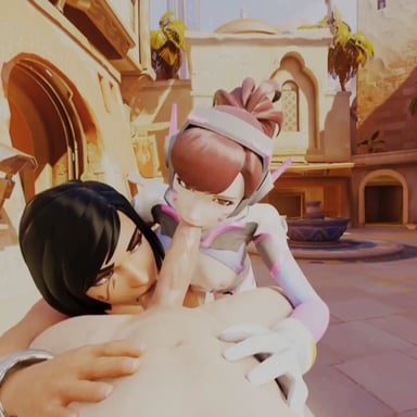 Overwatch D.va and Pharah threesome blowjob LewdVROfficial vr porn video vrporn.com virtual reality