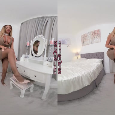 Natalia Forrest Brown Dress With Dark Tan Glossy Legwear GlossTightsGlamourVR vr porn video