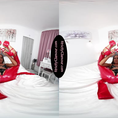Lara Lee Red PVC Catsuit & Bull Whip StrictlyGlamourVR vr porn video