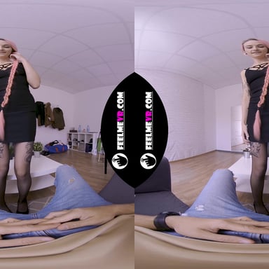 VR180 Long Haired Babe Adele Flirting Takes Off Her Clothes FeelmeVR vr porn video