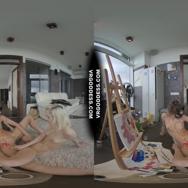 Creative Porn Hot Teens Miss Pussycat Painting Canvas And Naked Bodies With Poppy Fingering VRgoddess vr porn video