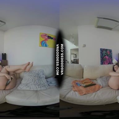 Big Boobed Vanessa Klein Masturbating With Bananas And Cucumbers On The White Casting Couch VRgoddess vr porn video