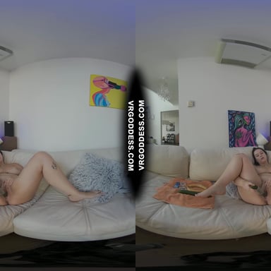 Big Boobed Vanessa Klein Masturbating With Bananas And Cucumbers On The White Casting Couch VRgoddess vr porn video