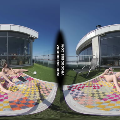 2 Hot Girls Rebeka Ruby And Ingrida Masturbating In The Sun With Glass Dildos Bubbles And Sunbathing VRgoddess vr porn video