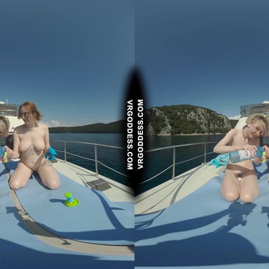 Ingrida And Diana Nude Sunbathing On A Yacht Vacation Playing With Bubbles VRgoddess vr porn video