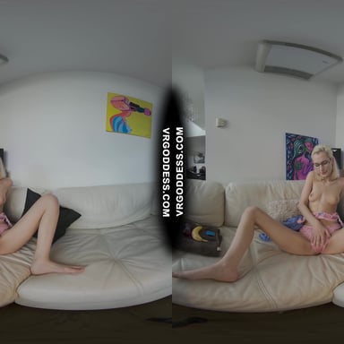 Sexy Sultry Skinny Blonde Student Poppy Deep Masturbating With A Large Banana VRgoddess vr porn video