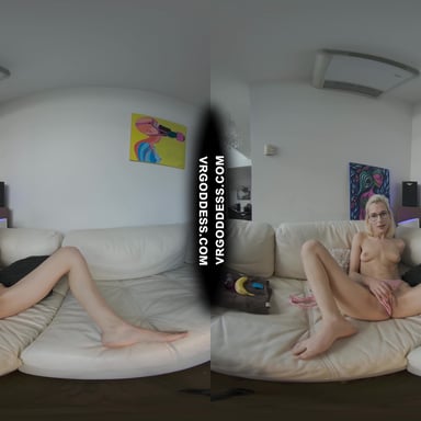 Sexy Sultry Skinny Blonde Student Poppy Deep Masturbating With A Large Banana VRgoddess vr porn video