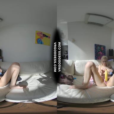 Sexy Sultry Skinny Blonde Student Poppy Deep Masturbating With A Large Banana VRgoddess vr porn video