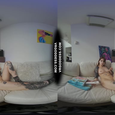 White Casting Couch With Gorgeous Hot Tattoo Babe Cherri Rubbing Lotion And Jilling Dildo Orgasm VRgoddess vr porn video